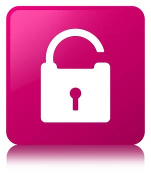 Unlock icon pink square button Stock Illustration