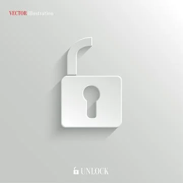 Unlock icon - vector white app button Stock Illustration
