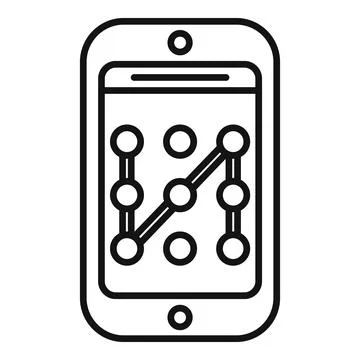 Unlock image code on phone icon outline vector. Account privacy Stock Illustration