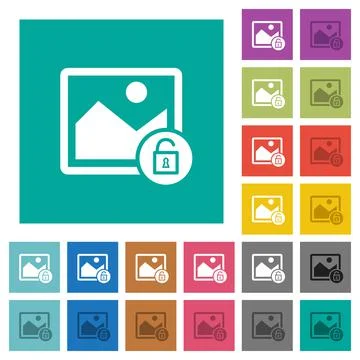 Unlock image square flat multi colored icons Illustrazione stock