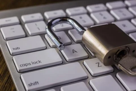 Unlock key and caps lock button on keyboard. Stock Photos