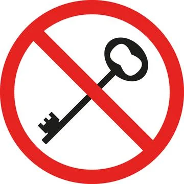 Unlock Key is prohibited caution sign. Ilustración de archivo