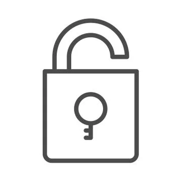 Unlock outline vector security icon with key 스톡 일러스트