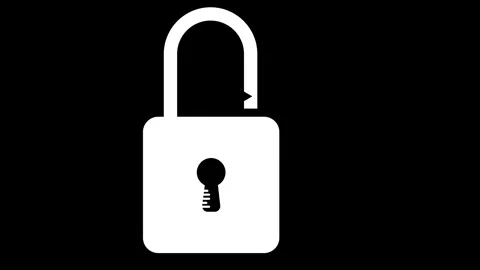 Unlock padlock animation on black background. Stockbeeldmateriaal 297952007