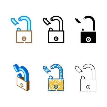 Unlock padlock color icon vector forms 库存插图