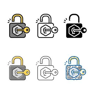 Unlock padlock color icon vector concepts 库存插图