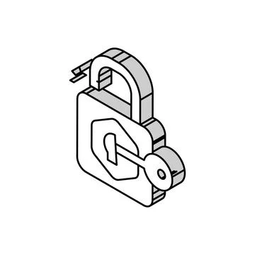Unlock padlock isometric icon vector illustration Illustrazione stock