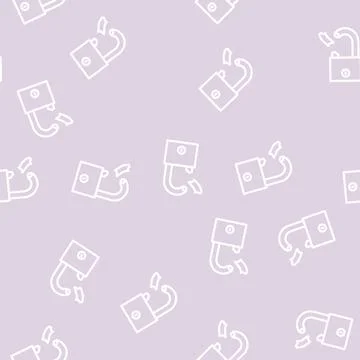 Unlock padlock line vector seamless pattern Stock Illustration