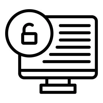 Unlock pc icon outline vector. Code sms Illustrazione stock