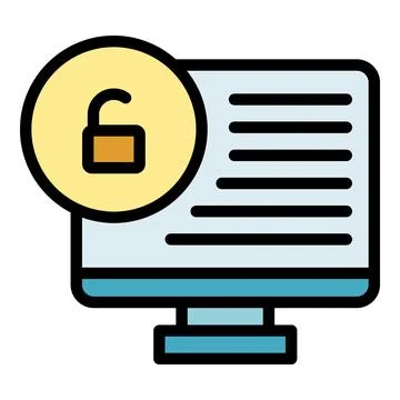 Unlock pc icon vector flat Stock Illustration