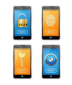 Unlock Screen Concept Mobile Ui Set. Vector Stock-Illustration