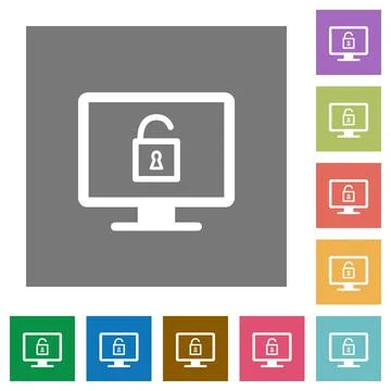 Unlock screen square flat icons 库存插图