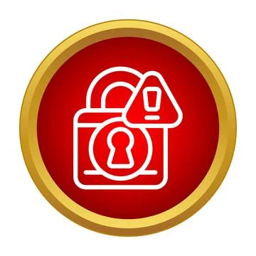 Unlock security alert warning icon on red background Stock Illustration