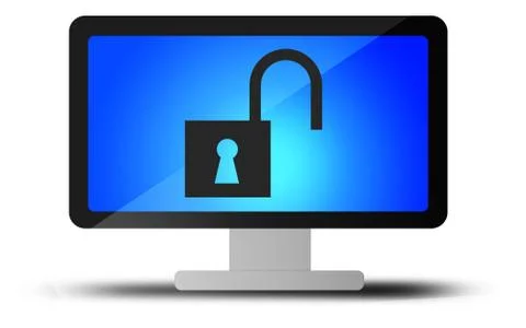 Unlock sign on the computer display Stock Illustration