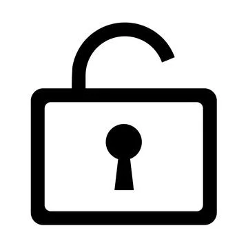 Unlock simple icon for apps and websites isolated on white background Stock Illustration