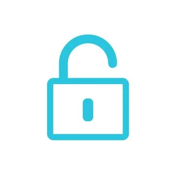Unlock Simple security padlock. Isolated on white background. From blue ico.. Stock Illustration