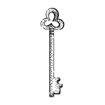 Unlock skeleton key sketch hand drawn vector Stock Illustration
