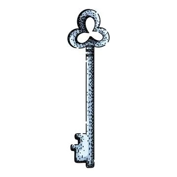 Unlock skeleton key sketch hand drawn vector Stock Illustration