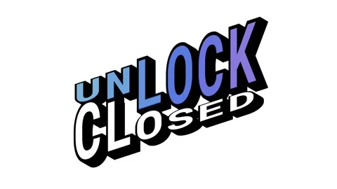 UNLOCK vs CLOSED, 3D Text Animation in Isometric View with Opposite Word Motion Stock Footage 314264154