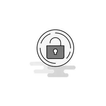 Unlock  Web Icon. Flat Line Filled Gray Icon Vector Stock Illustration