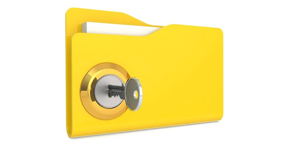 Unlock the yellow folder. Data security concept Stock Illustration