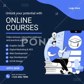 Unlock your potential with online courses for skill development PSD Template
