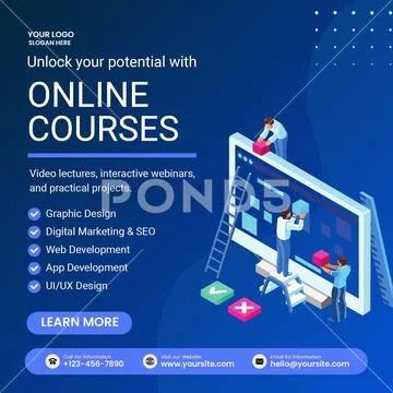 Unlock your potential with online courses for digital skills Modèle PSD