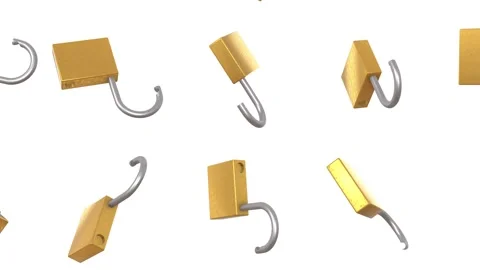Unlocked 3D Padlock Falling on a White Background. Unlocked 3D Icon. 4K Stock Footage 280674614