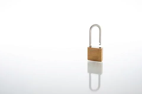 Unlocked and opened padlock as security or privacy concept, isolated on white Stock Photos