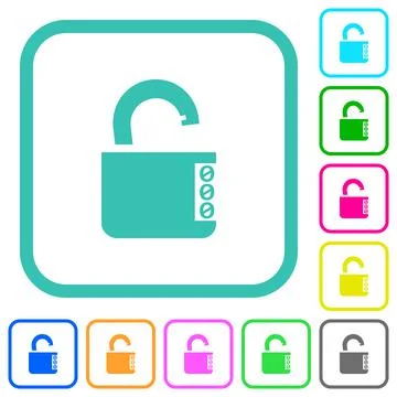 Unlocked combination lock with side numbers vivid colored flat icons 스톡 일러스트