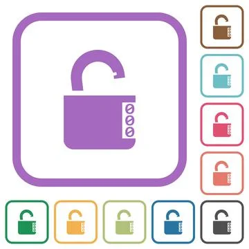 Unlocked combination lock with side numbers simple icons イラスト素材