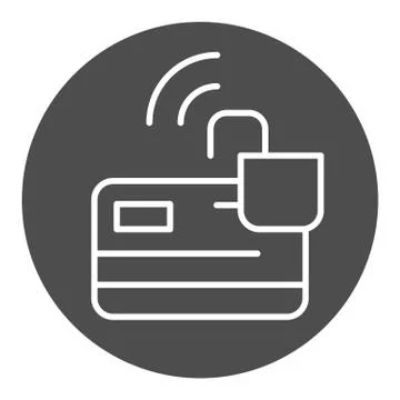 Unlocked credit card solid icon. Plastic card with opened lock vector Illustrazione stock
