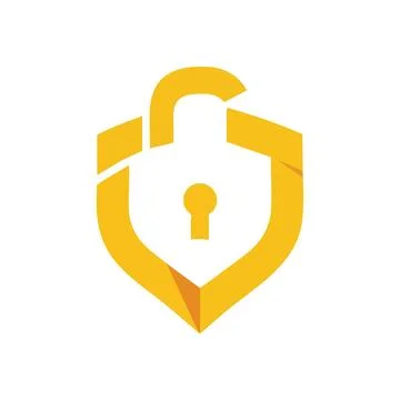 (Unlocked Data Access Shield. Golden icon representing cyber security and p.. Stock Illustration