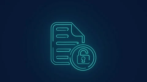 Unlocked Document file data information technology animation Stock Footage 264961135
