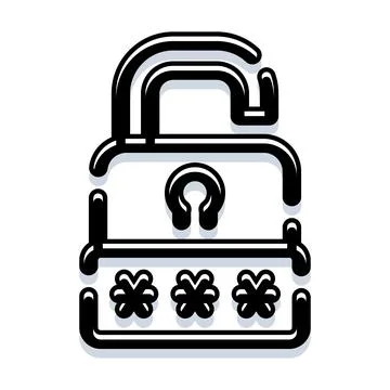 Unlocked padlock icon showing confidential data access Stock Illustration