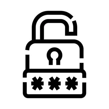 Unlocked padlock with password entry access security Stock Illustration