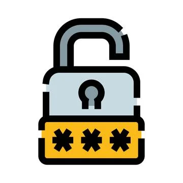 Unlocked padlock with password for web security and access Stock Illustration