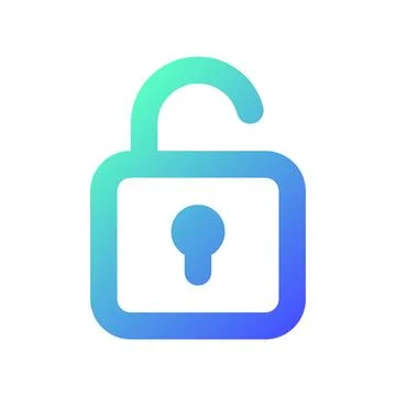 Unlocked padlock pixel perfect gradient linear ui icon Stock Illustration