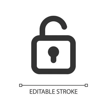 Unlocked padlock pixel perfect linear ui icon Stock Illustration