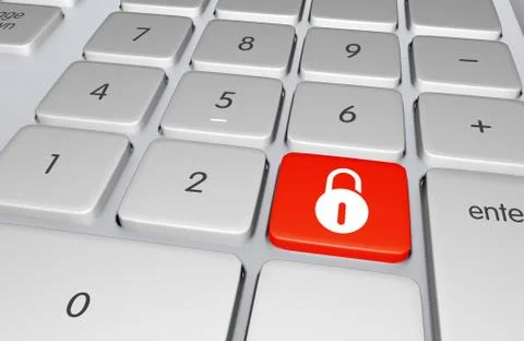 Unlocked red button on the keyboard. Stock Illustration