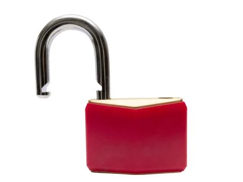 Unlocked red padlock Stock Photos
