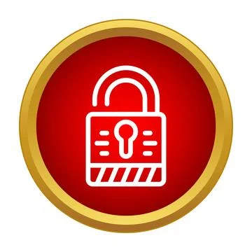 Unlocked security padlock icon on red button Stock Illustration