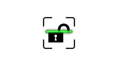 Unlocking access animation with green light scan for security and identific.. Stock Footage 346498534