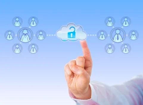 Unlocking Access To Two Work Teams Via Cloud Stock Illustration