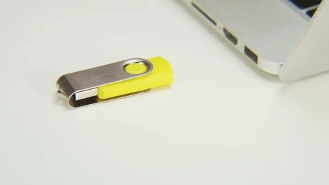 Unlocking and Locking a Yellow Pen Drive Stock Footage 70993964