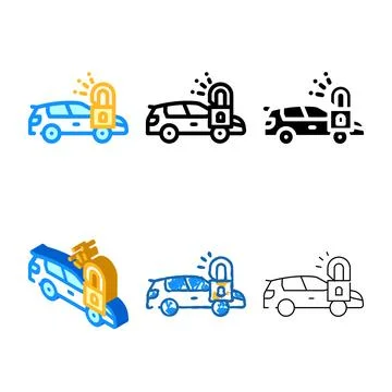 Unlocking car color icon vector concepts Stock Illustration