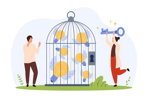 Unlocking Creative Ideas with Teamwork Concept 스톡 일러스트