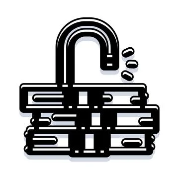 Unlocking digital files accessing secure data management Stock Illustration