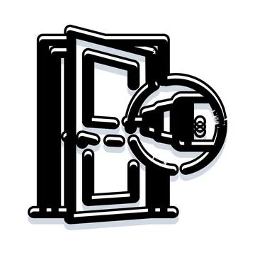Unlocking door security concept with key illustration Stock Illustration