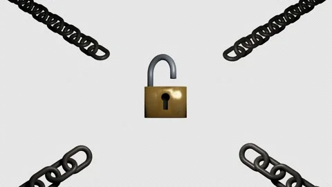 Unlocking padlock and chains. 3D rendering. 動画素材 145918709